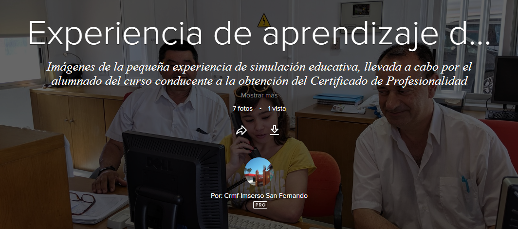 Experiencia de aprendizaje: alumnado del curso Operaciones Auxiliares de Servicios Administrativos y Generales (OASAG) y ordenanzas del CRMF-Imserso de San Fernando