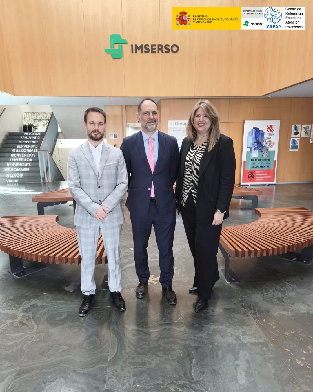 De izquierda a derecha: Juan Lázaro Mateo, director del Creap; Antonio Balbontín López-Cerón, secretario general del Imserso y Caridad Martín García, coordinadora técnica Grupo 5